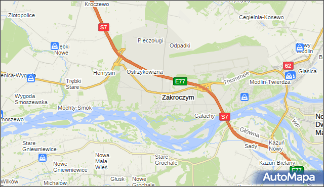 mapa Zakroczym, Zakroczym na mapie Targeo