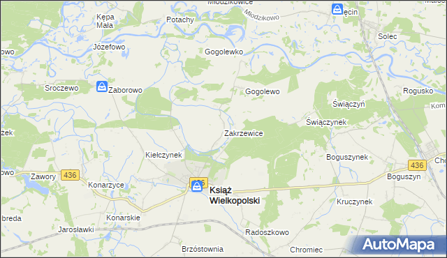 mapa Zakrzewice, Zakrzewice na mapie Targeo