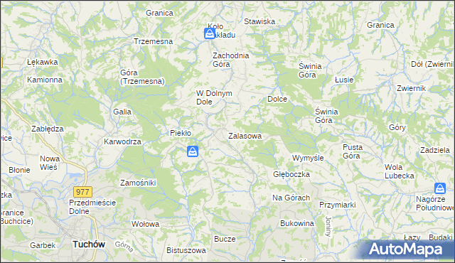 mapa Zalasowa, Zalasowa na mapie Targeo