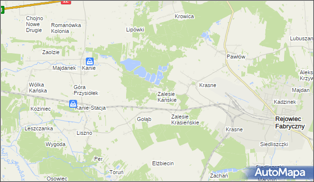 mapa Zalesie Kańskie, Zalesie Kańskie na mapie Targeo
