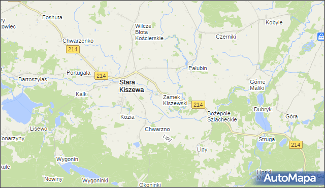 mapa Zamek Kiszewski, Zamek Kiszewski na mapie Targeo