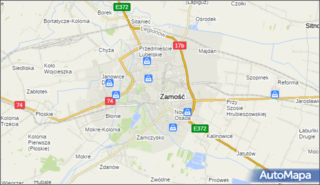 mapa Zamościa, Zamość na mapie Targeo