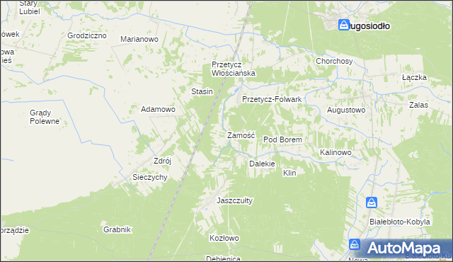 mapa Zamość gmina Długosiodło, Zamość gmina Długosiodło na mapie Targeo