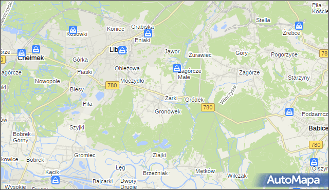 mapa Żarki gmina Libiąż, Żarki gmina Libiąż na mapie Targeo