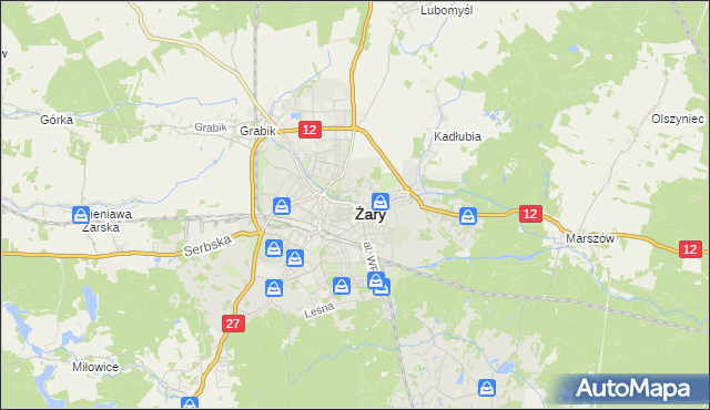 mapa Żary, Żary na mapie Targeo