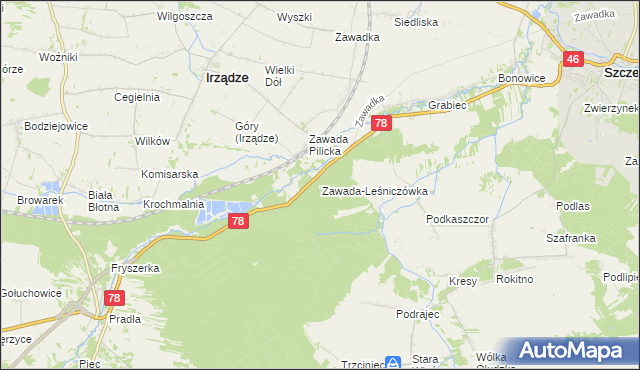 mapa Zawada-Leśniczówka, Zawada-Leśniczówka na mapie Targeo