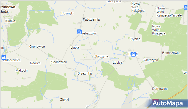 mapa Zbyczyna, Zbyczyna na mapie Targeo