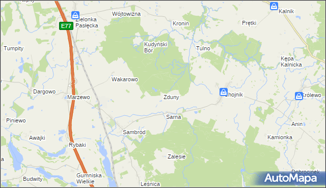 mapa Zduny gmina Małdyty, Zduny gmina Małdyty na mapie Targeo