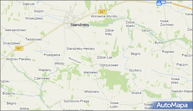 mapa Zdziar-Las, Zdziar-Las na mapie Targeo