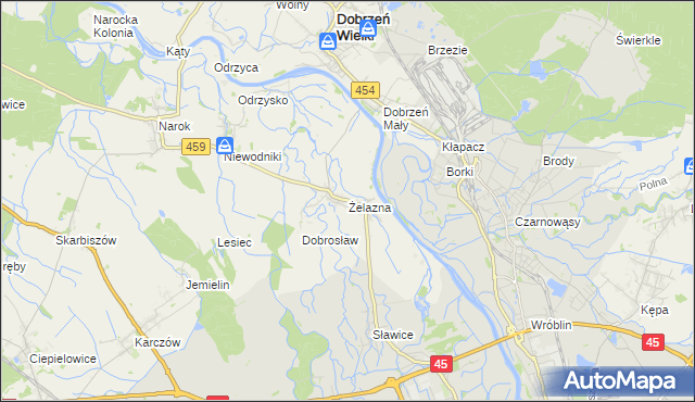 mapa Żelazna gmina Dąbrowa, Żelazna gmina Dąbrowa na mapie Targeo