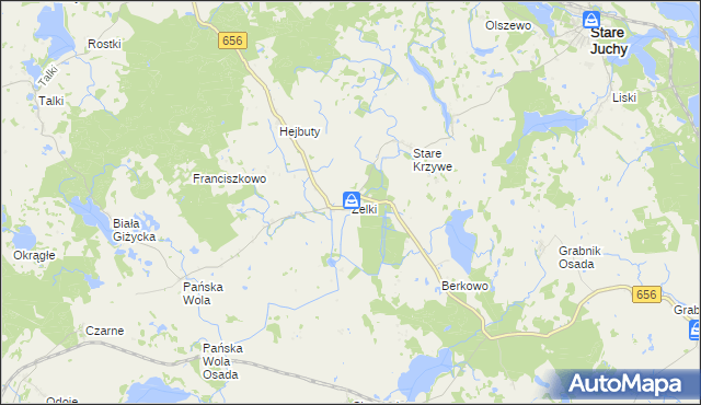 mapa Zelki, Zelki na mapie Targeo