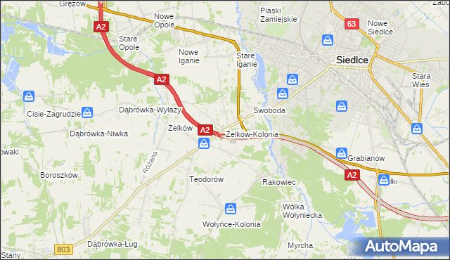 mapa Żelków-Kolonia, Żelków-Kolonia na mapie Targeo