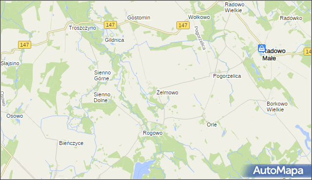 mapa Żelmowo, Żelmowo na mapie Targeo