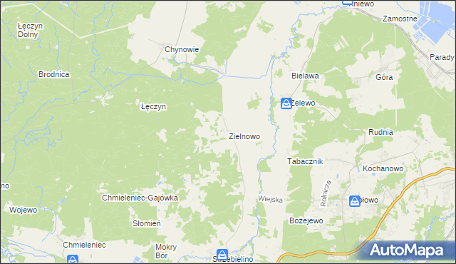 mapa Zielnowo gmina Luzino, Zielnowo gmina Luzino na mapie Targeo