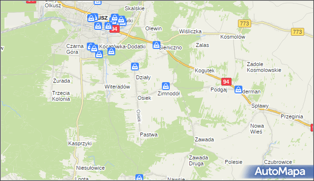 mapa Zimnodół, Zimnodół na mapie Targeo