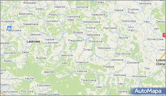 mapa Żmiąca, Żmiąca na mapie Targeo