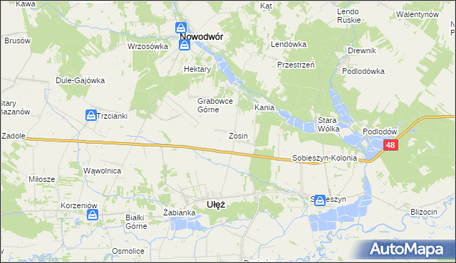 mapa Zosin gmina Ułęż, Zosin gmina Ułęż na mapie Targeo