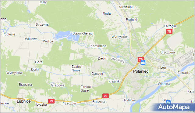 mapa Zrębin, Zrębin na mapie Targeo