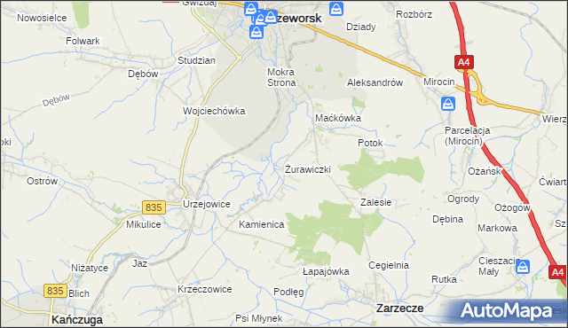 mapa Żurawiczki, Żurawiczki na mapie Targeo