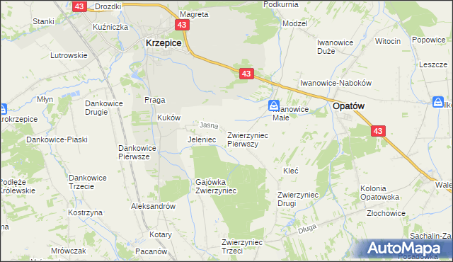 mapa Zwierzyniec Pierwszy, Zwierzyniec Pierwszy na mapie Targeo