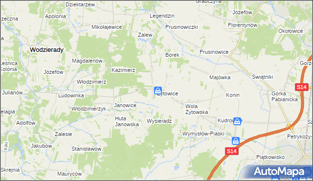 mapa Żytowice, Żytowice na mapie Targeo