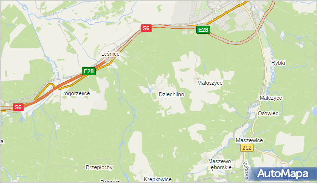 mapa Dziechlino, Dziechlino na mapie Targeo