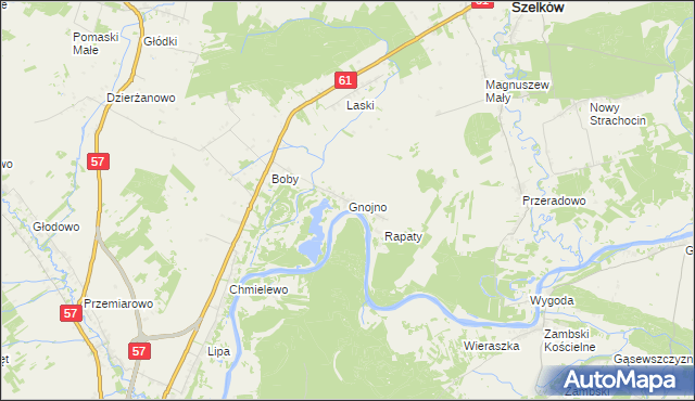 mapa Gnojno gmina Pułtusk, Gnojno gmina Pułtusk na mapie Targeo
