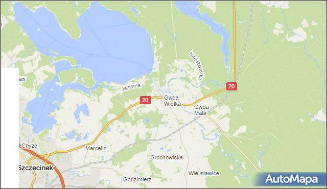 mapa Gwda Wielka, Gwda Wielka na mapie Targeo