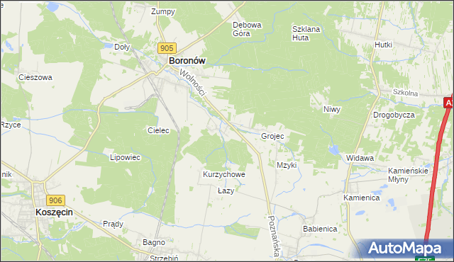 mapa Hucisko gmina Boronów, Hucisko gmina Boronów na mapie Targeo