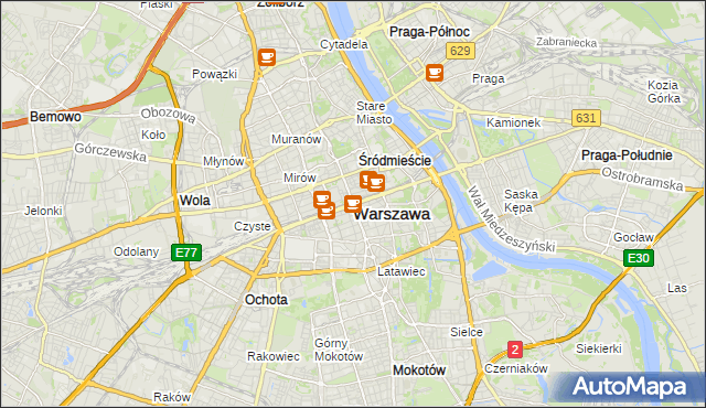 mapa Warszawy, Warszawa na mapie Targeo