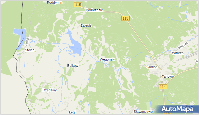 mapa Węgornik, Węgornik na mapie Targeo