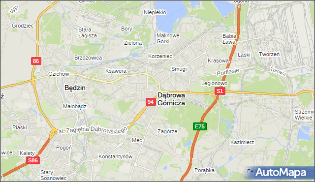 mapa Dąbrowa Górnicza, Dąbrowa Górnicza na mapie Targeo