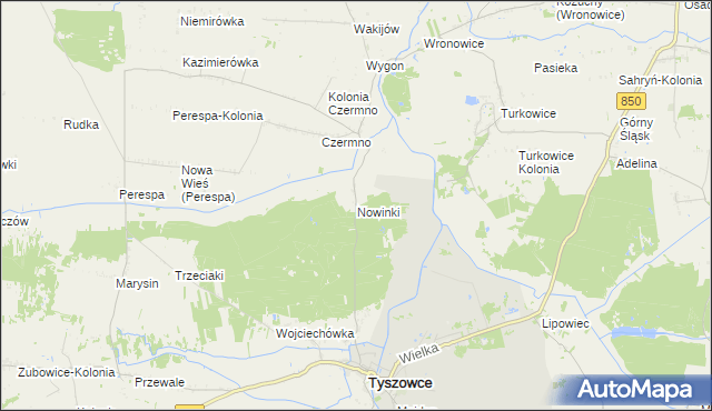 mapa Nowinki gmina Tyszowce, Nowinki gmina Tyszowce na mapie Targeo