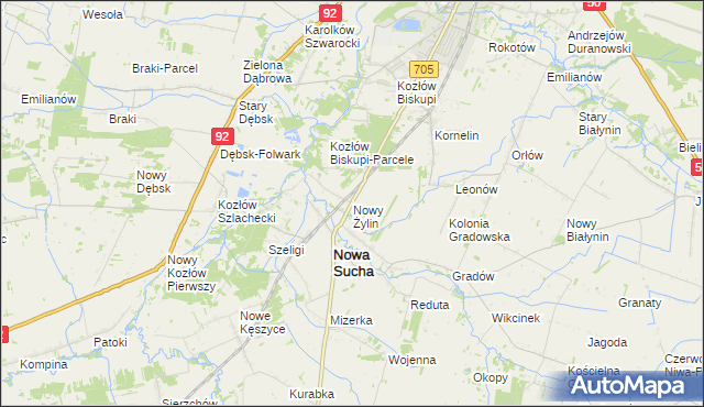 mapa Nowy Żylin, Nowy Żylin na mapie Targeo