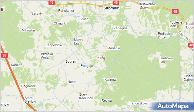 mapa Piróg gmina Stromiec, Piróg gmina Stromiec na mapie Targeo