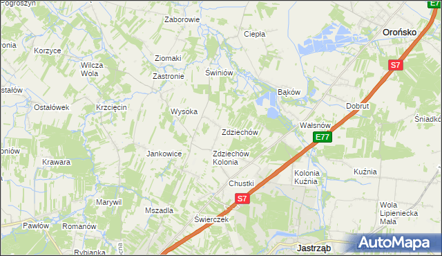 mapa Zdziechów gmina Szydłowiec, Zdziechów gmina Szydłowiec na mapie Targeo