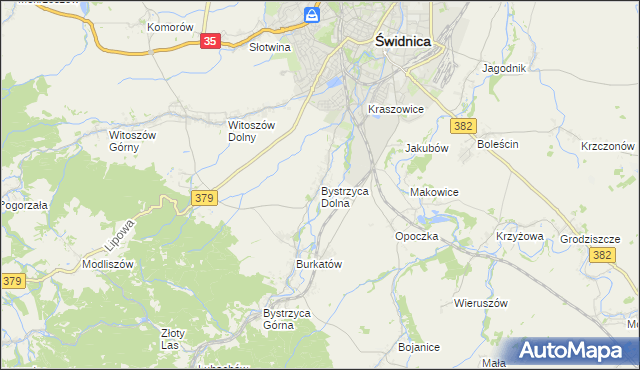 mapa Bystrzyca Dolna, Bystrzyca Dolna na mapie Targeo