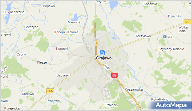 mapa Grajewo, Grajewo na mapie Targeo