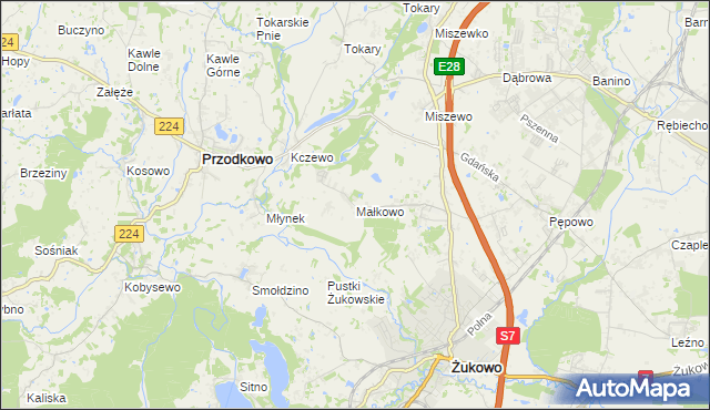 mapa Małkowo, Małkowo na mapie Targeo