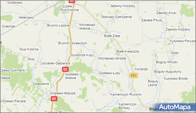 mapa Michałowo-Wróble, Michałowo-Wróble na mapie Targeo