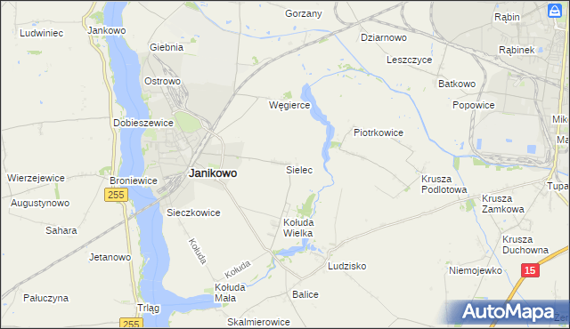mapa Sielec gmina Janikowo, Sielec gmina Janikowo na mapie Targeo