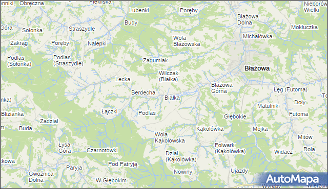 mapa Białka gmina Błażowa, Białka gmina Błażowa na mapie Targeo