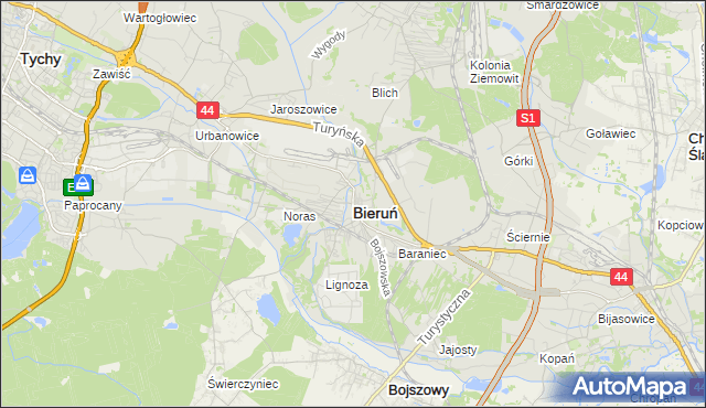 mapa Bieruń, Bieruń na mapie Targeo