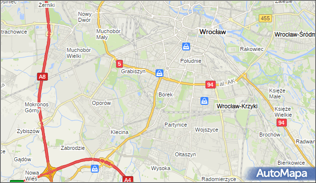 mapa Borek gmina Wrocław, Borek gmina Wrocław na mapie Targeo