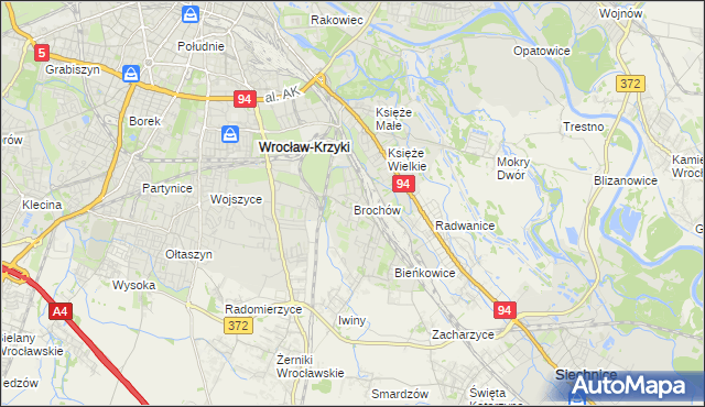 mapa Brochów gmina Wrocław, Brochów gmina Wrocław na mapie Targeo