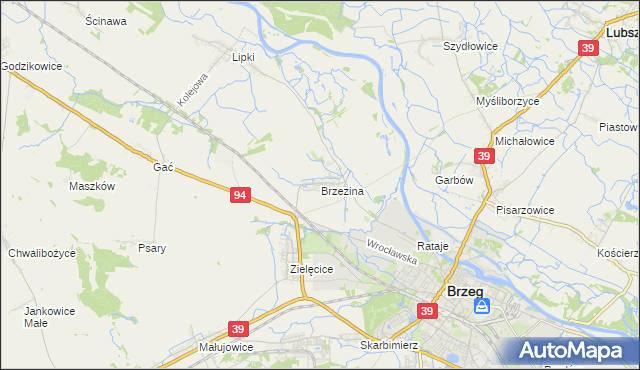 mapa Brzezina gmina Skarbimierz, Brzezina gmina Skarbimierz na mapie Targeo