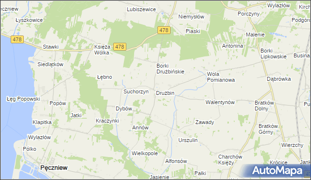 mapa Drużbin, Drużbin na mapie Targeo