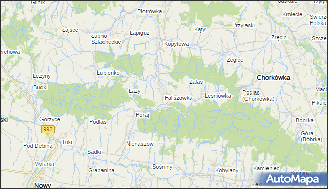 mapa Faliszówka, Faliszówka na mapie Targeo