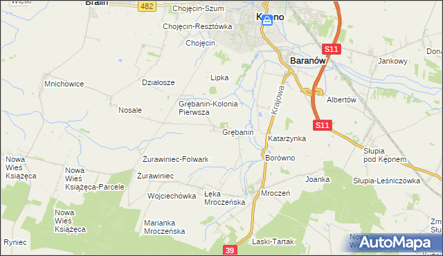 mapa Grębanin, Grębanin na mapie Targeo