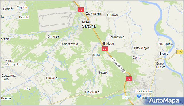 mapa Jelna gmina Nowa Sarzyna, Jelna gmina Nowa Sarzyna na mapie Targeo